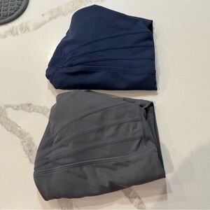 Aoxjox Trinity Workout Biker Shorts navy blue and gray no front seam bundle